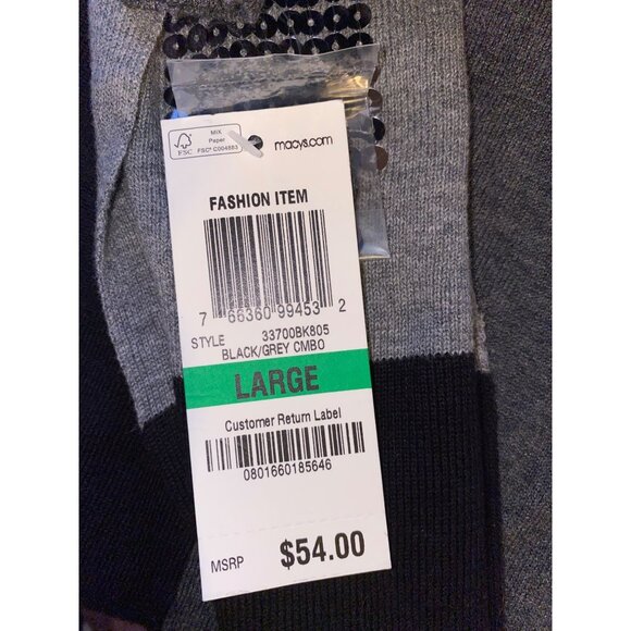 Style & Co Womens L Hooded Color Block Cardigan With Sequin Accents Black/Grey - Picture 7 of 8